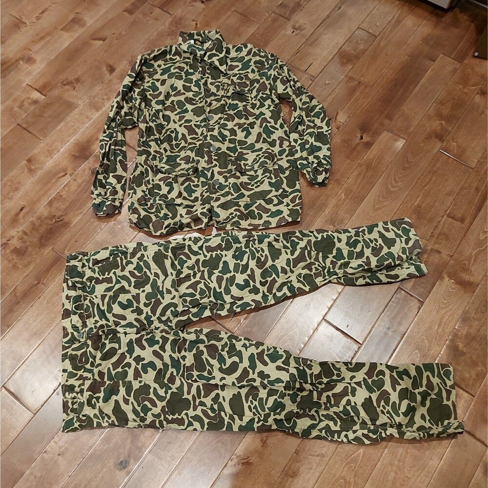 Vintage K Mart Duck Camo Camouflage 2 Pcs Set Shirt/Pants XL Cotton LS Button Up